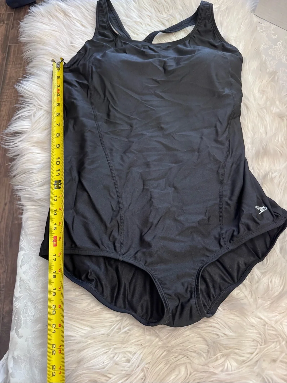 Speedo Plus Size 18 Solid One Piece Swimsuit Black Slimming Modest